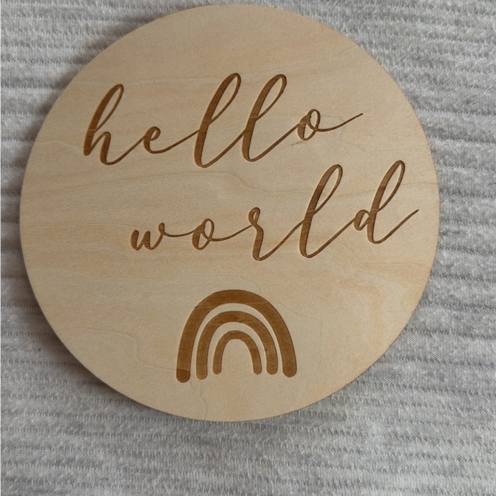 4/$10! Natural Wood 'Hello World' Sign